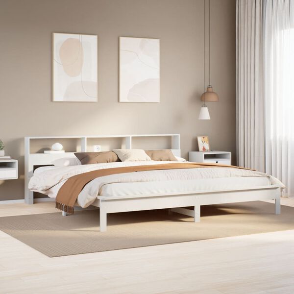 vidaXL Cama sem colchão 200x200 cm madeira de pinho maciça branco