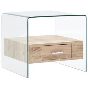 vidaXL Mesa de centro com gaveta 50x50x45 cm vidro temperado