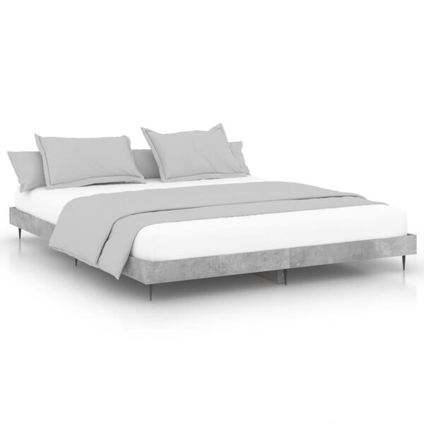 vidaXL Estrutura de cama 200x200 cm derivados de madeira cinza cimento