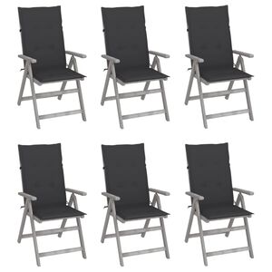vidaXL Cadeiras jardim reclin&aacute;veis c/ almofad&otilde;es 6 pcs ac&aacute;cia maci&ccedil;a