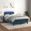 vidaXL Cama box spring c/ colch&atilde;o/LED 120x200 cm veludo azul-escuro
