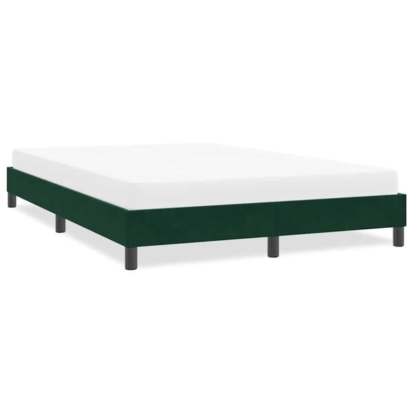 vidaXL Estrutura de cama sem colch&atilde;o 160x220 cm veludo verde-escuro