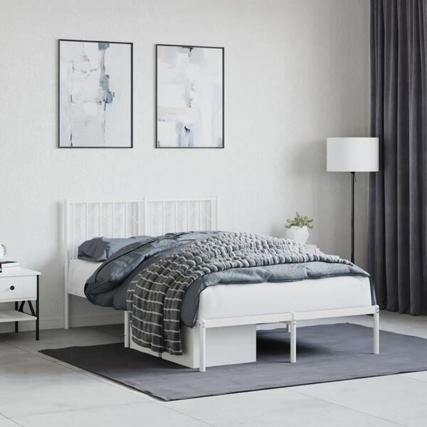 vidaXL Estrutura de cama com cabeceira 120x190 cm metal branco