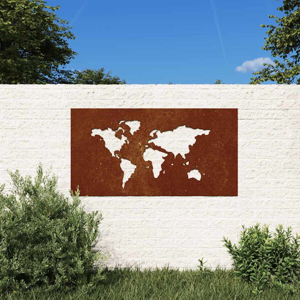 vidaXL Decora&ccedil;&atilde;o p/ muro jardim 105x55 cm a&ccedil;o corten design mapa-m&uacute;ndi