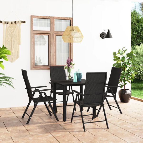 vidaXL 5 pcs conjunto de jantar para jardim preto