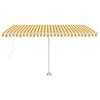 vidaXL Toldo retrátil manual com LED 400x350 cm amarelo e branco