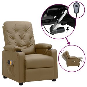 vidaXL Poltrona massagens reclin&aacute;vel el&eacute;trica couro artif. cappuccino