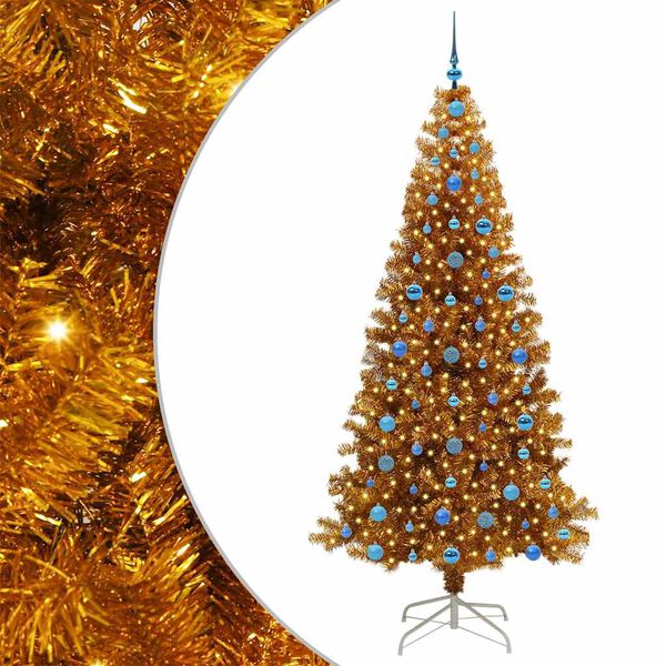 vidaXL &Aacute;rvore de Natal com 300 LEDs com suporte Ouro 210 cm PET