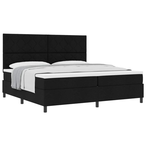 vidaXL Cama Box com colch&atilde;o com cabeceira Preto 200 x 200 cm tecido