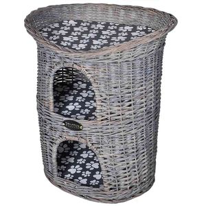 vidaXL Ninho/casa/arranhador p/ animais 2 n&iacute;veis c/almofad&atilde;o salgueiro