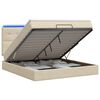 vidaXL Cama Ottoman com Colch&atilde;o e LED Creme 140 x 190 cm Tecido