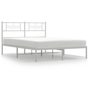 vidaXL Estrutura de cama com cabeceira 140x190 cm metal branco