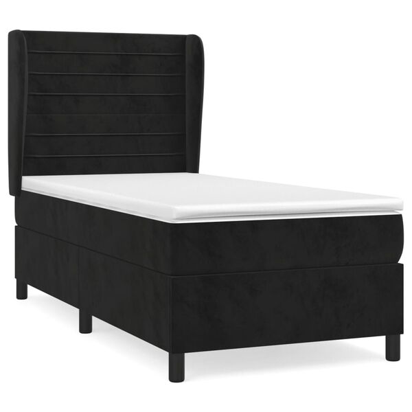 vidaXL Cama com molas/colch&atilde;o 90x190 cm veludo preto