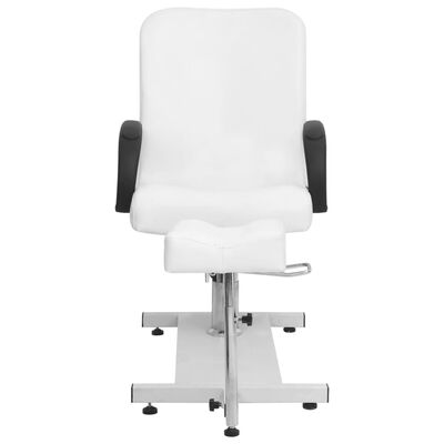 vidaXL Cadeira massagens c/ apoio pés 127x60x98 cm couro art. branco