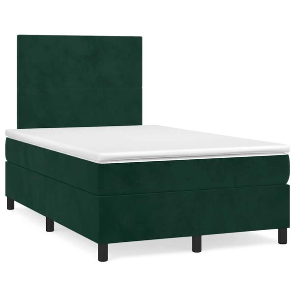 vidaXL Cama boxspring com colch&atilde;o 120x190 cm veludo verde-escuro