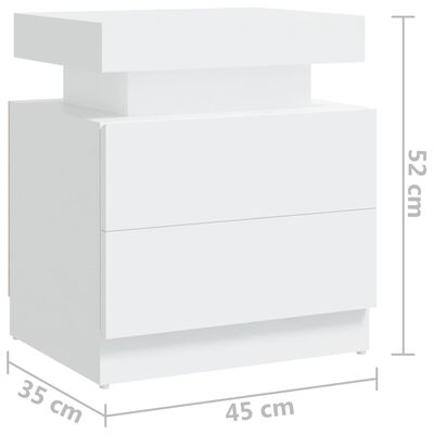 vidaXL Mesa de cabeceira 45x35x52 cm aglomerado branco