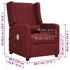 vidaXL Poltrona de massagens el&eacute;trica reclin&aacute;vel tecido vermelho tinto