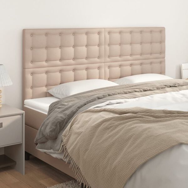 vidaXL Cabeceira Cappuccino 200x5x118/128 cm Couro Sint&eacute;tico