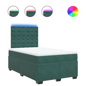 vidaXL Cama boxspring com colch&atilde;o 120x190 cm veludo verde-escuro