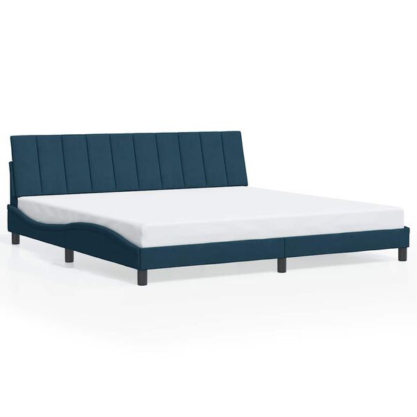 vidaXL Estrutura de cama sem colch&atilde;o Hanko 200x200 cm veludo azul
