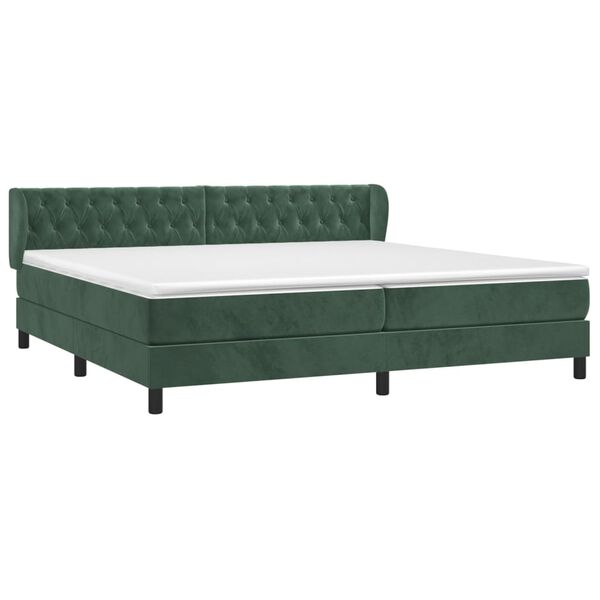 vidaXL Cama com molas/colch&atilde;o 200x200 cm veludo verde-escuro