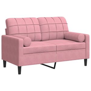 vidaXL Sof&aacute; 2 lug. c/ almofadas decorativas 120 cm veludo rosa