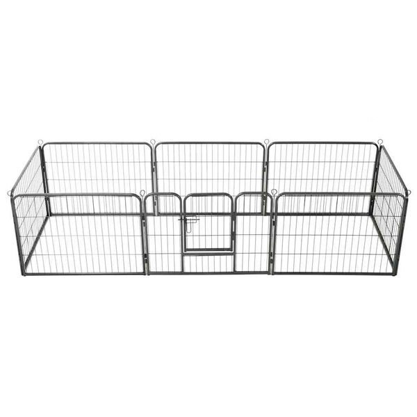 vidaXL Parque para c&atilde;es 8 pain&eacute;is a&ccedil;o 60x80 cm preto
