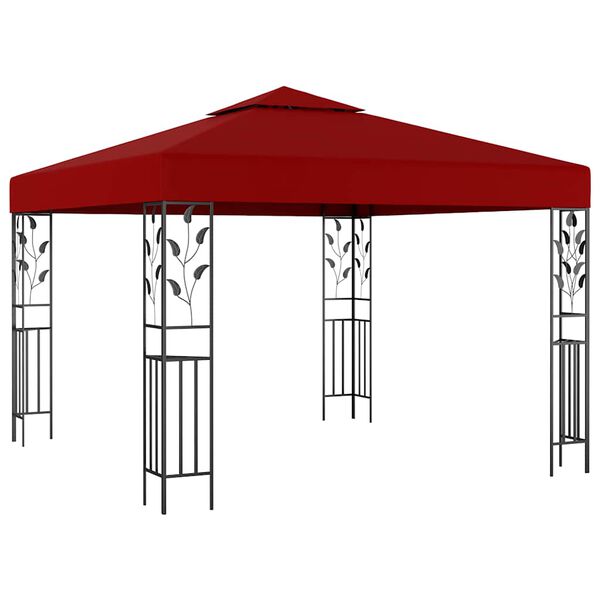 vidaXL Gazebo com cord&otilde;es de luzes LED 3x3 m vermelho tinto