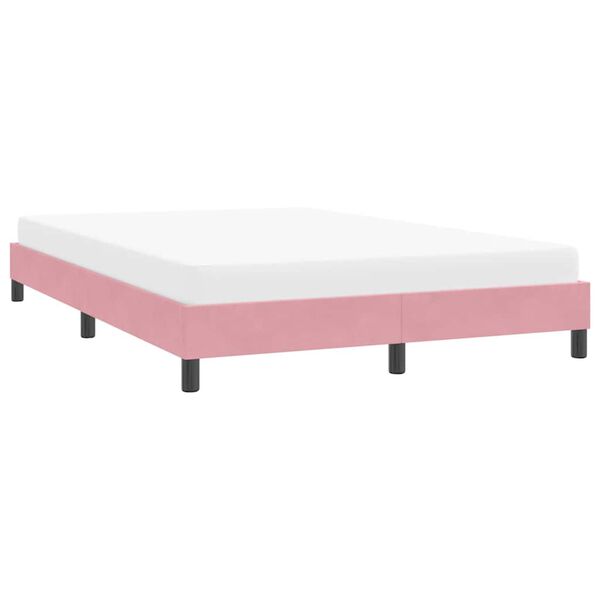 vidaXL Estrutura de cama sem colch&atilde;o 160x220 cm veludo rosa