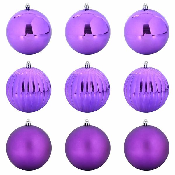 vidaXL Conjunto de Bolas de Natal XL 9 pcs Lil&aacute;s Pl&aacute;stico