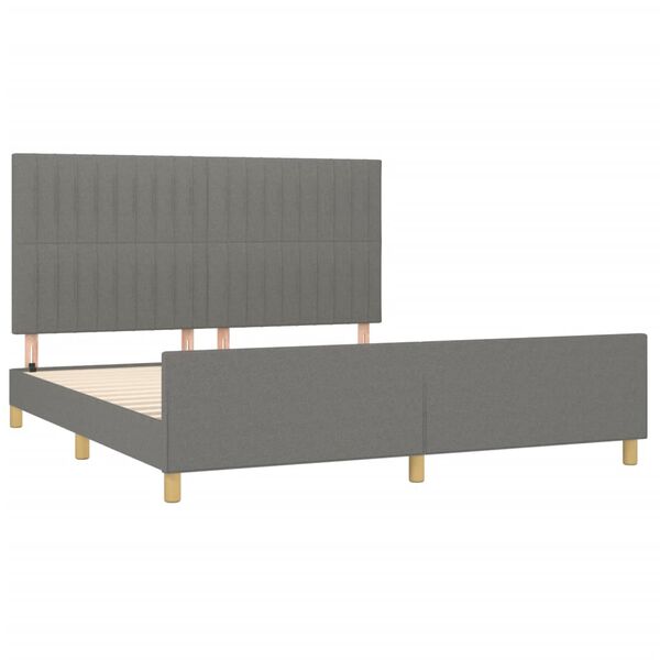 vidaXL Estrutura de cama sem colch&atilde;o 160x200 cm tecido cinzento-escuro