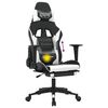 vidaXL Cadeira gaming massagens c/ apoio p&eacute;s couro artif. preto/branco