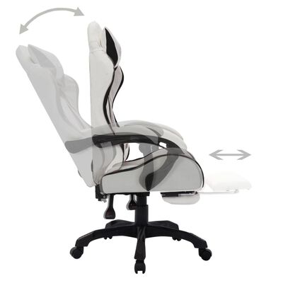 vidaXL Cadeira estilo corrida luzes LED RGB couro artif. preto/branco