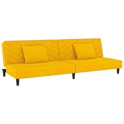 vidaXL Sofá-cama 2 lugares com duas almofadas veludo amarelo
