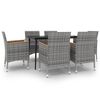 vidaXL 7 pcs conjunto de jantar p/ jardim c/ almofad&otilde;es vime PE/vidro