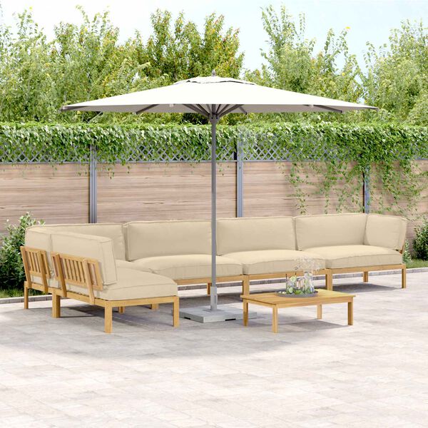 vidaXL Conjunto de Sof&aacute;s Liso 6 pcs Bege Madeira S&oacute;lida de Ac&aacute;cia