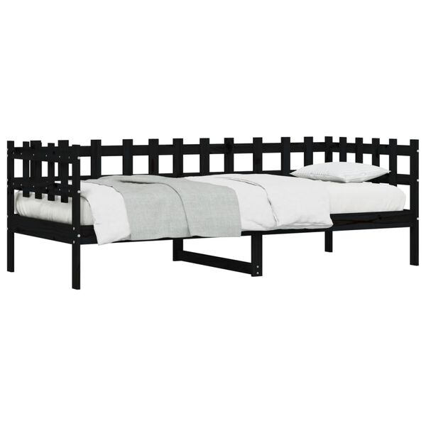 vidaXL Sof&aacute;-cama 80x200 cm madeira de pinho maci&ccedil;a preto
