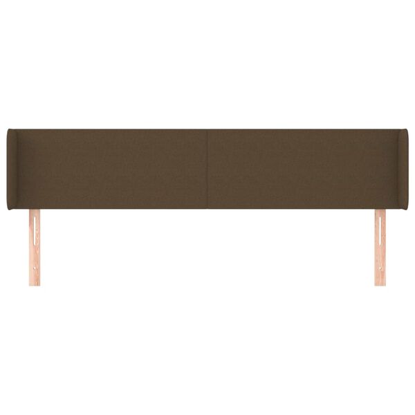 vidaXL Cabeceira de cama c/ abas tecido 183x16x78/88cm castanho-escuro