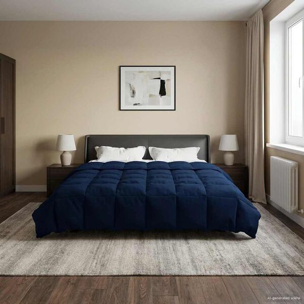 vidaXL Duvet de Ano Inteiro Azul Escuro 200 x 240 cm Microfibra