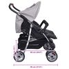 vidaXL Carrinho de beb&eacute; para g&eacute;meos, a&ccedil;o cinzento e preto