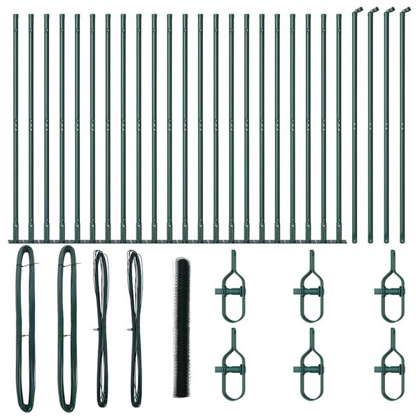 vidaXL Poste de Cerca Verde 50 x 1,4 m (malha de 36 mm) A&ccedil;o e PVC