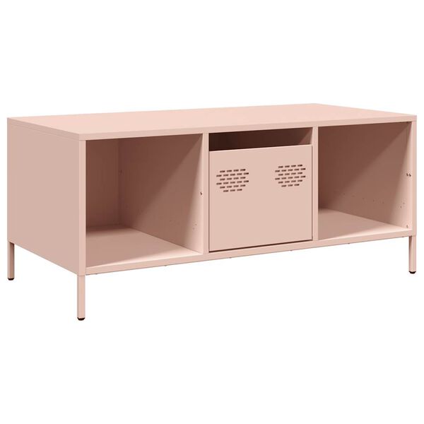 vidaXL Mesa de centro 101,5x50x43,5 cm a&ccedil;o laminado a frio rosa
