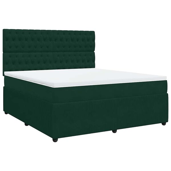 vidaXL Cama com molas/colch&atilde;o 180x200 cm veludo verde-escuro