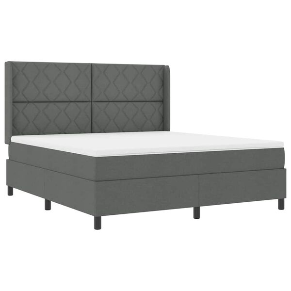 vidaXL Cama Box com colch&atilde;o Cinzento escuro 180 x 200 cm tecido