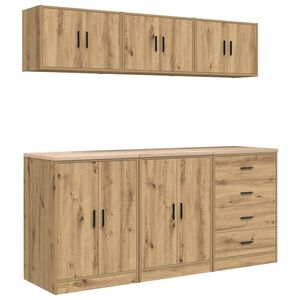 vidaXL Arm&aacute;rios de garagem 6 pcs madeira processada carvalho artisiano