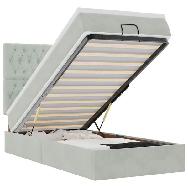 vidaXL Estrutura cama otomana colchões 90x190 cm veludo cinzento claro