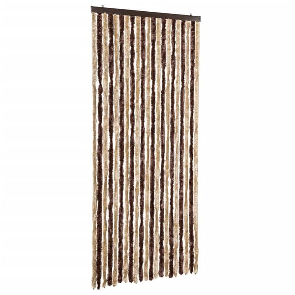 vidaXL Cortina anti-insetos 90x220 cm chenille bege e castanho claro