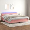 vidaXL Cama box spring c/ colch&atilde;o/LED 200x200 cm veludo rosa