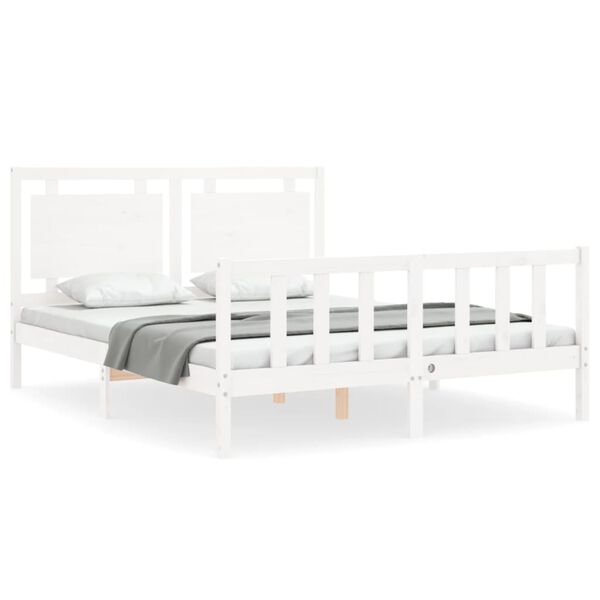 vidaXL Cama sem colch&atilde;o 160x200 cm madeira de pinho maci&ccedil;a branco