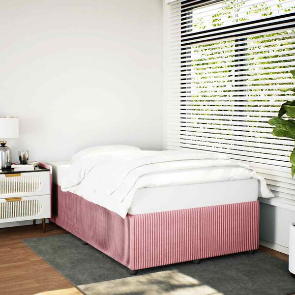 vidaXL Estrutura de cama com colch&atilde;o 120x190 cm veludo rosa